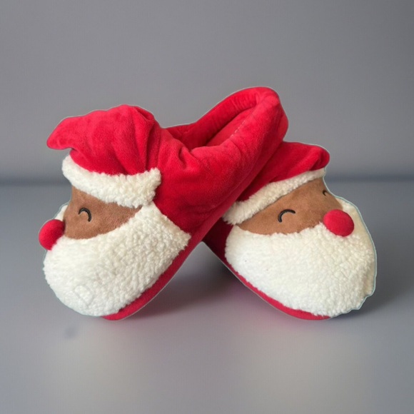 New black santa Christmas slippers one size fits all kids ages 10-17 fluffy - Picture 2 of 5